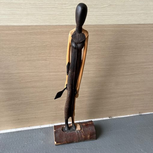Statua legno guerriero africano