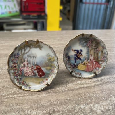 Coppia Piattini Miniatura Limoges Rehausse Main