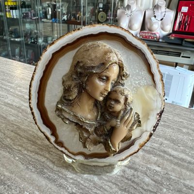 Madonna Bambino Lastra Minerale