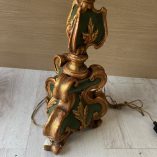 Coppia Lampade Su Torcieri Antichi Legno Dorato