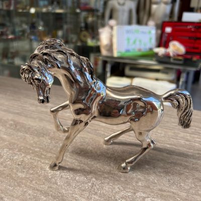 Statua Cavallo Laminato Argento Vibec