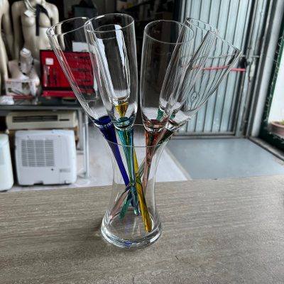 Vaso Vetro + 6 Flute Champagne