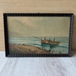 Dipinto Antico Su Legno Pescatori