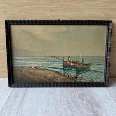 Dipinto Antico Su Legno Pescatori
