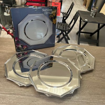 6 Sottopiatti Silver Plated Ottagonali