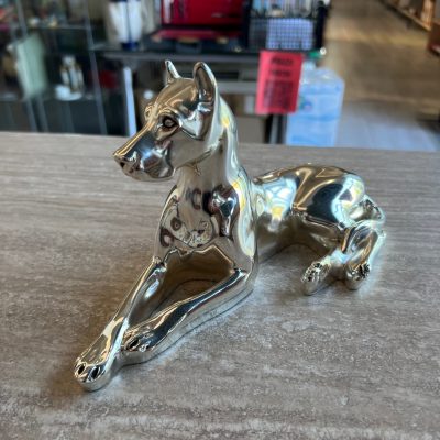 Statua Cane Laminata Argento Marcello Giorgio