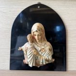 Scultura Madonna Con Bambino Gesso Su Vetro
