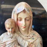 Scultura Madonna Con Bambino Gesso Su Vetro