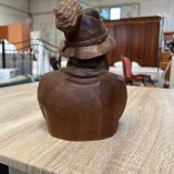 Scultura Legno Intagliato Alpino Con Pipa