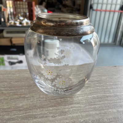 Vaso Vetro Con Collo Argentato