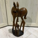 Statua Legno Cerbiatti