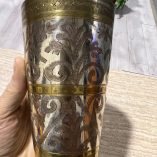 Bicchiere Lassi Indiano Metallo Argentato Inciso