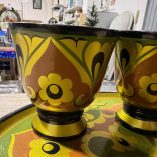 Vassoio + 3 Tazzine + Cucchiaino Legno Russia Khokhloma