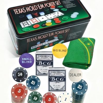 CONFEZIONE LATTA CON 200 FICHES E ACCESSORI TEXAS HOLDEM CONFEZIONE LATTA CON 200 FICHES E ACCESSORI TEXAS HOLDEM