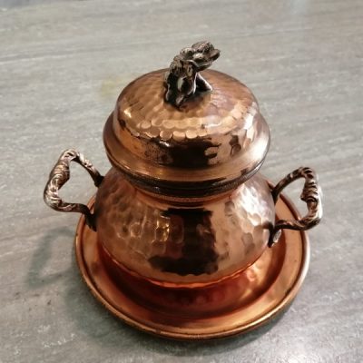 Vasetto con piattino rame Vasetto con piattino rame