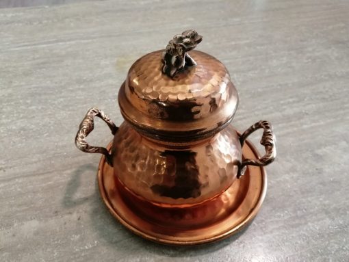 Vasetto con piattino rame