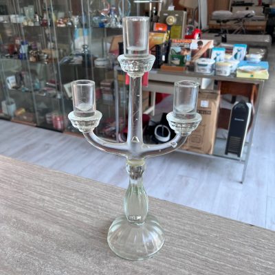 Candelabro 3 Braccia Vetro Lavorato Candelabro 3 Braccia Vetro Lavorato