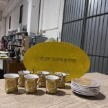 6 Tazzine Caffe Porcellana Oro Zecchino