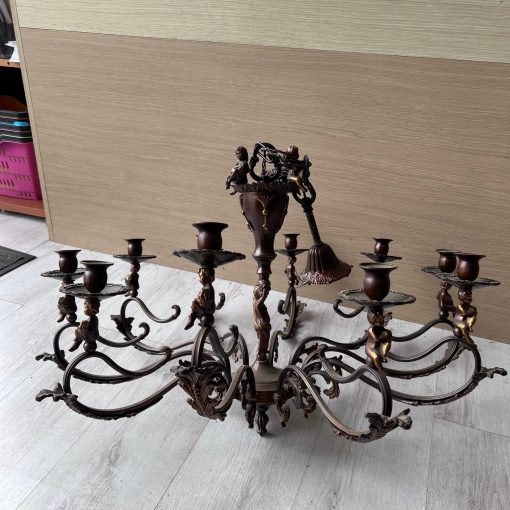 Lampadario Vintage Bronzo Putti