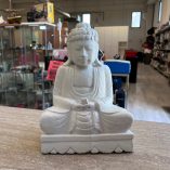 Statua Buddha Legno Bianco 30 cm