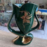 Trittico Vasi Ceramica Vintage Verde Oro