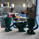 Trittico Vasi Ceramica Vintage Verde Oro