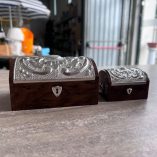 Coppia Cofanetti Legno Lamina Argentata