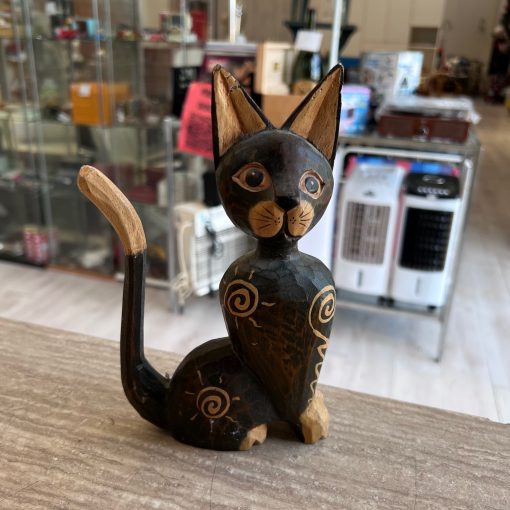 Statuetta Gatto Legno