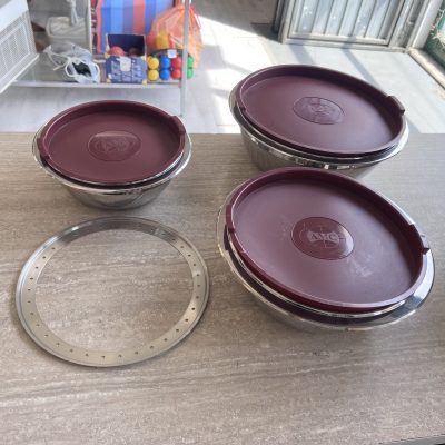 3 Ciotole Acciaio Chiusura Ermetica AMC 3 Ciotole Acciaio Chiusura Ermetica AMC