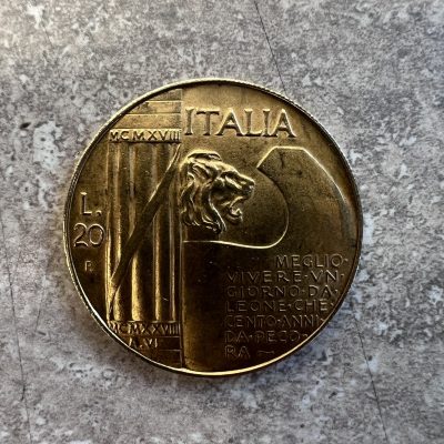 Moneta Commemorativa 20 Lire Mussolini 1928 Moneta Commemorativa 20 Lire Mussolini 1928