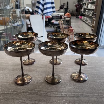 6 Calici Ottone Placcati Argento 6 Calici Ottone Placcati Argento