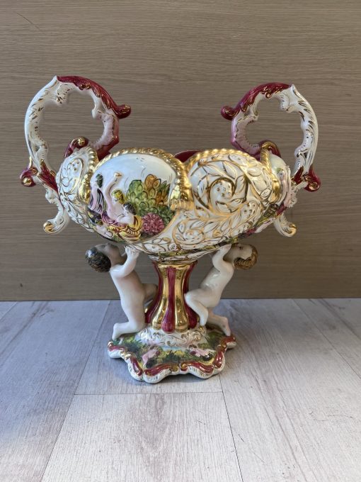 Vaso Centrotavola Putti Ceramica Capodimonte Arca