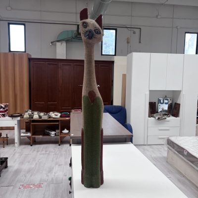 Gatto Legno Dipinto Sabbiato 80 Cm