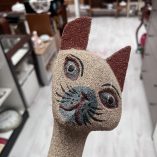 Gatto Legno Dipinto Sabbiato 80 Cm